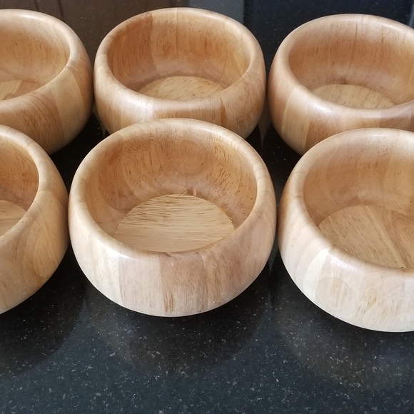Wood/Teak Salad Bowls-set of 6 - Picture 5 of 5